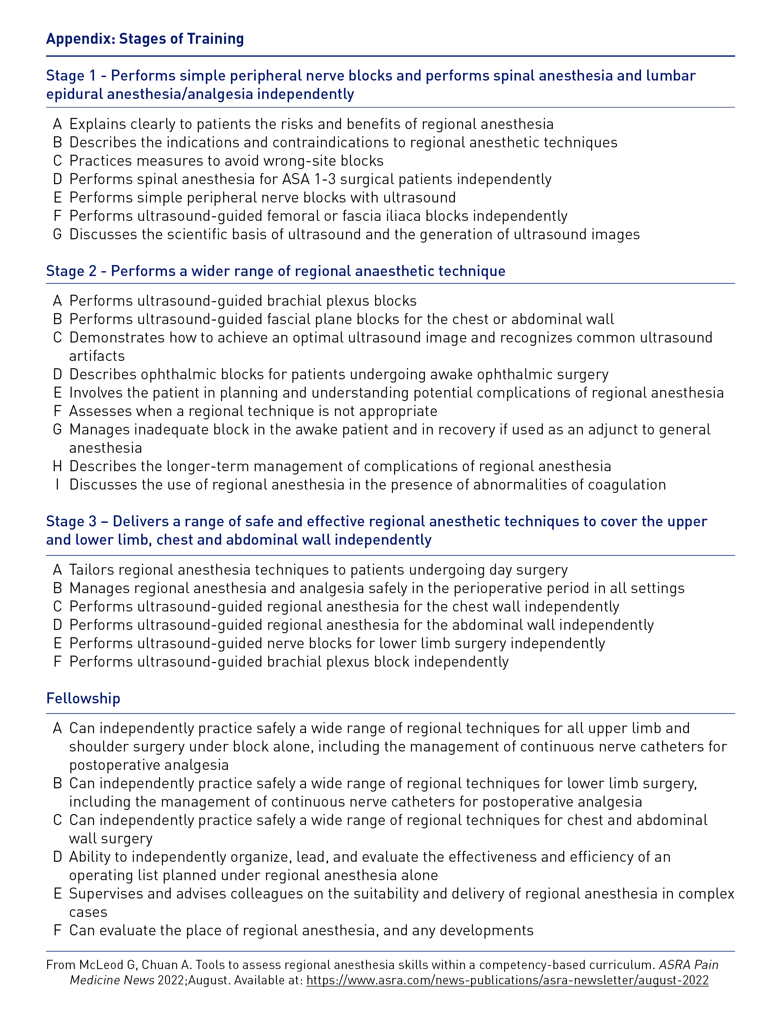 Appendix - Stages of Training